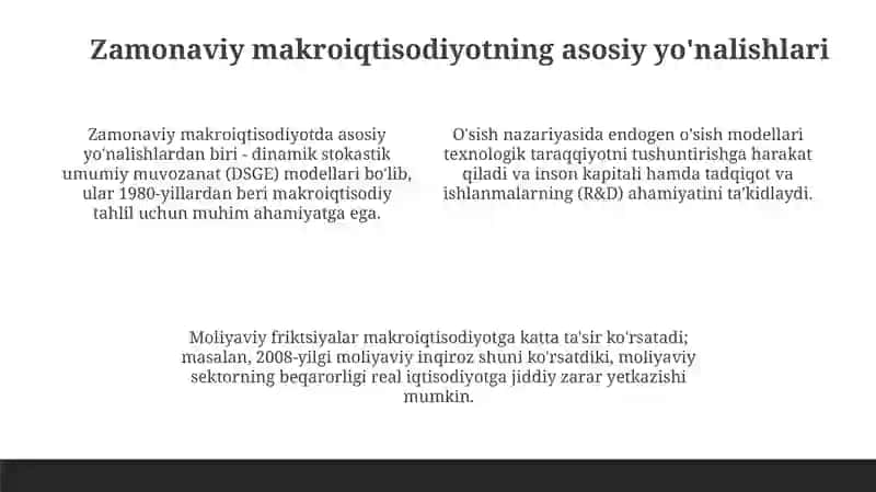 Zamonaviy mikroiqtisodiyot va makroiqtisodiyotning rivojlanishi 4