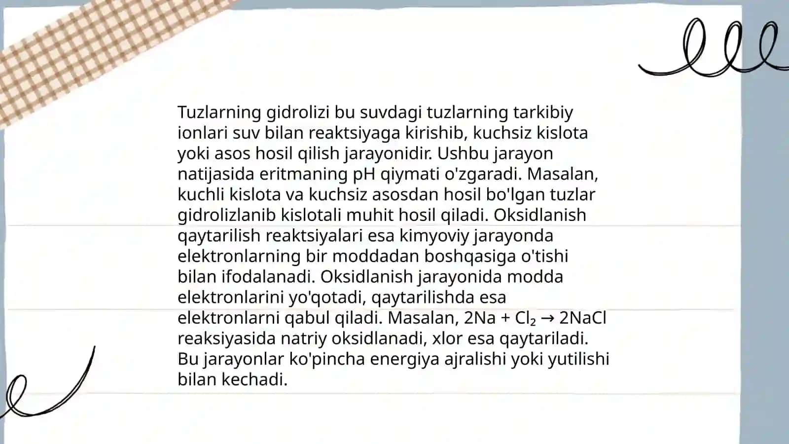 Oksidlanish-qaytarilish reaksiyalari va gidroliz 4