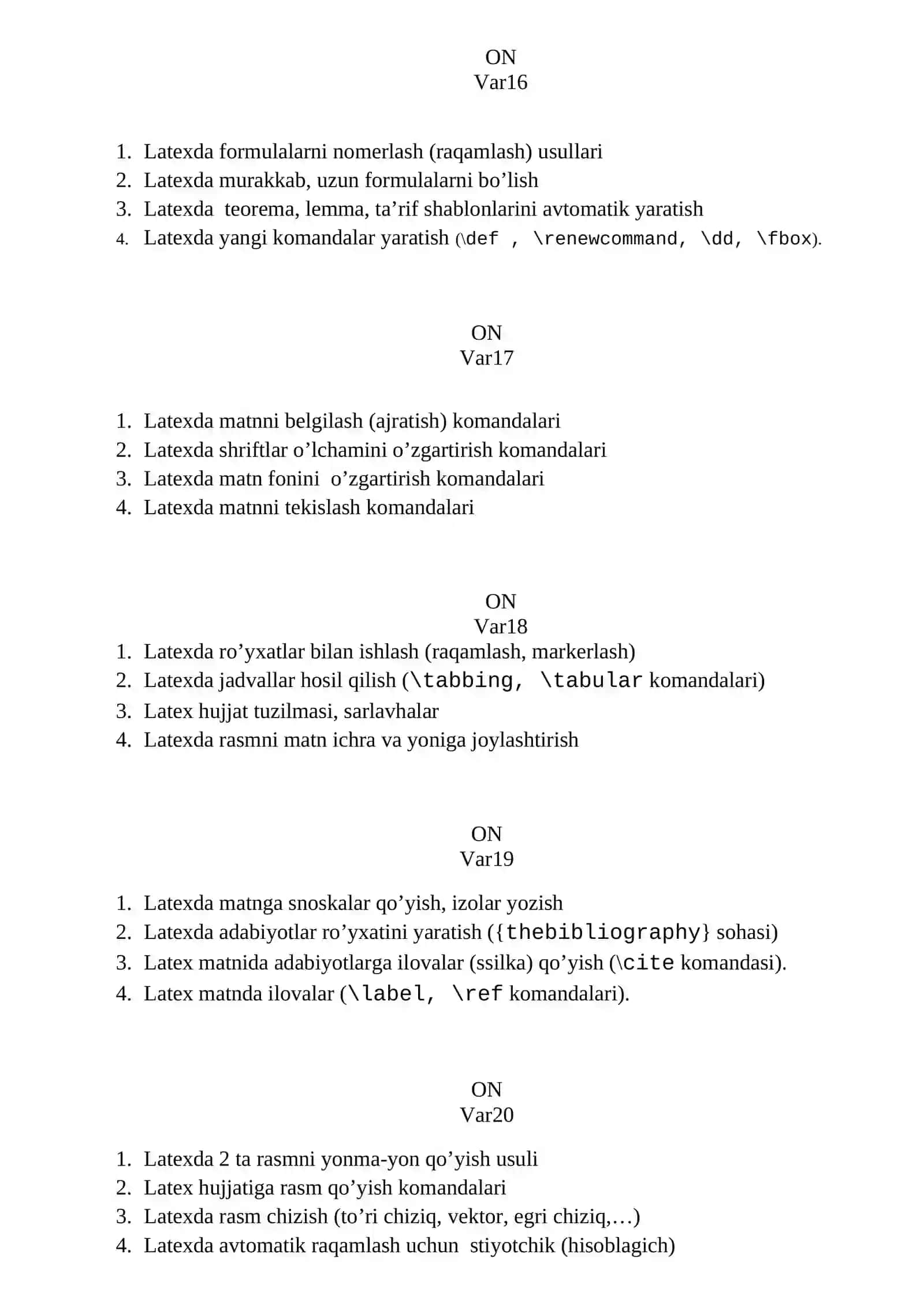 Latex hujjattlari tarkibi. Preambula 4