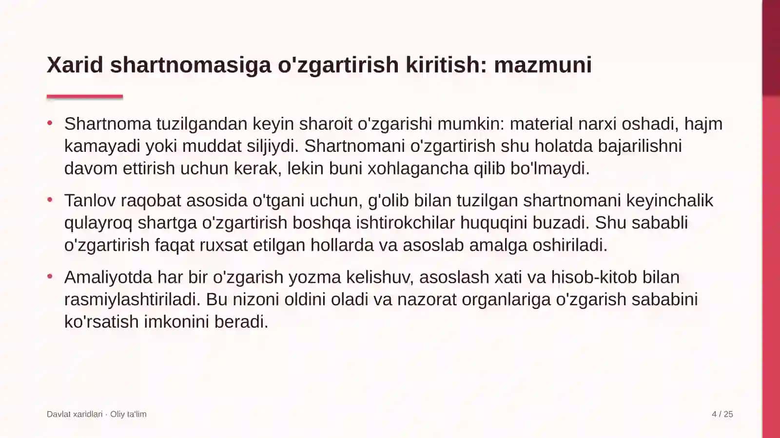 reabilitatsiya markazlarida xarid shartnomasiga o'zgartirishlar kiritish tartibi 5273 4