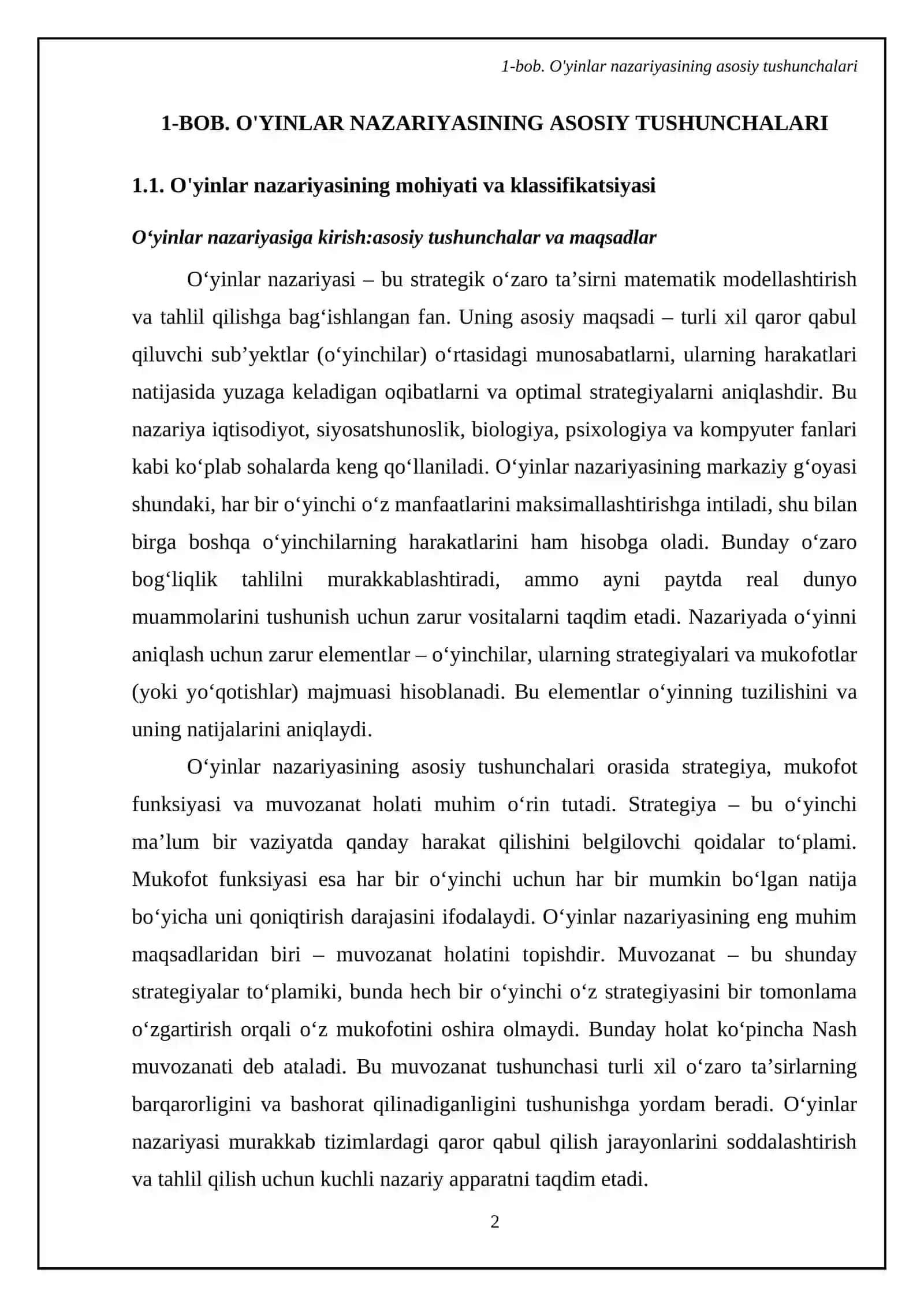 O‘yinlar nazariyasi va o‘zaro hamkorliklarni modellashtirish 4