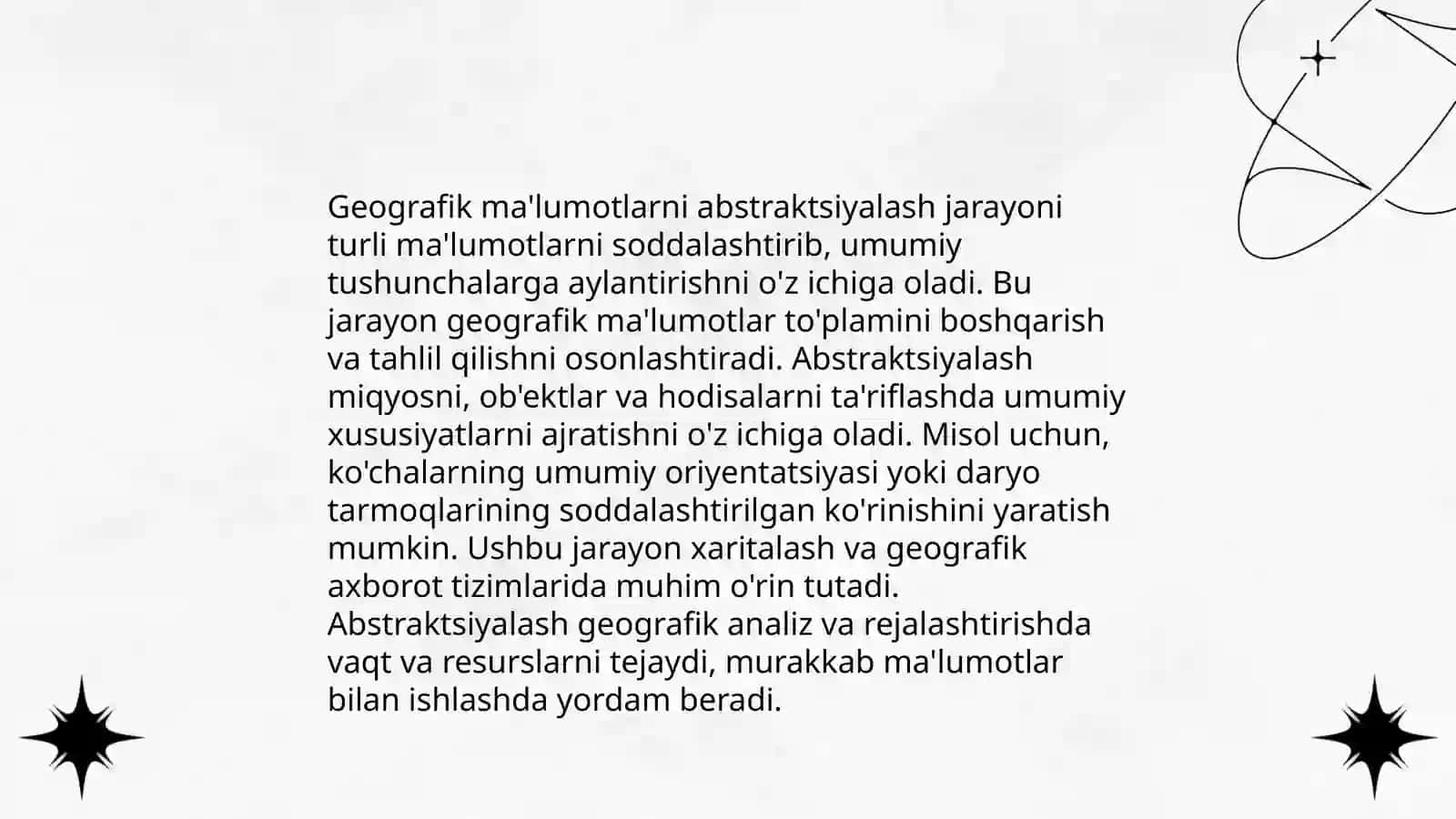 Kartografik ma'lumotlarni generalizatsiyalash 4