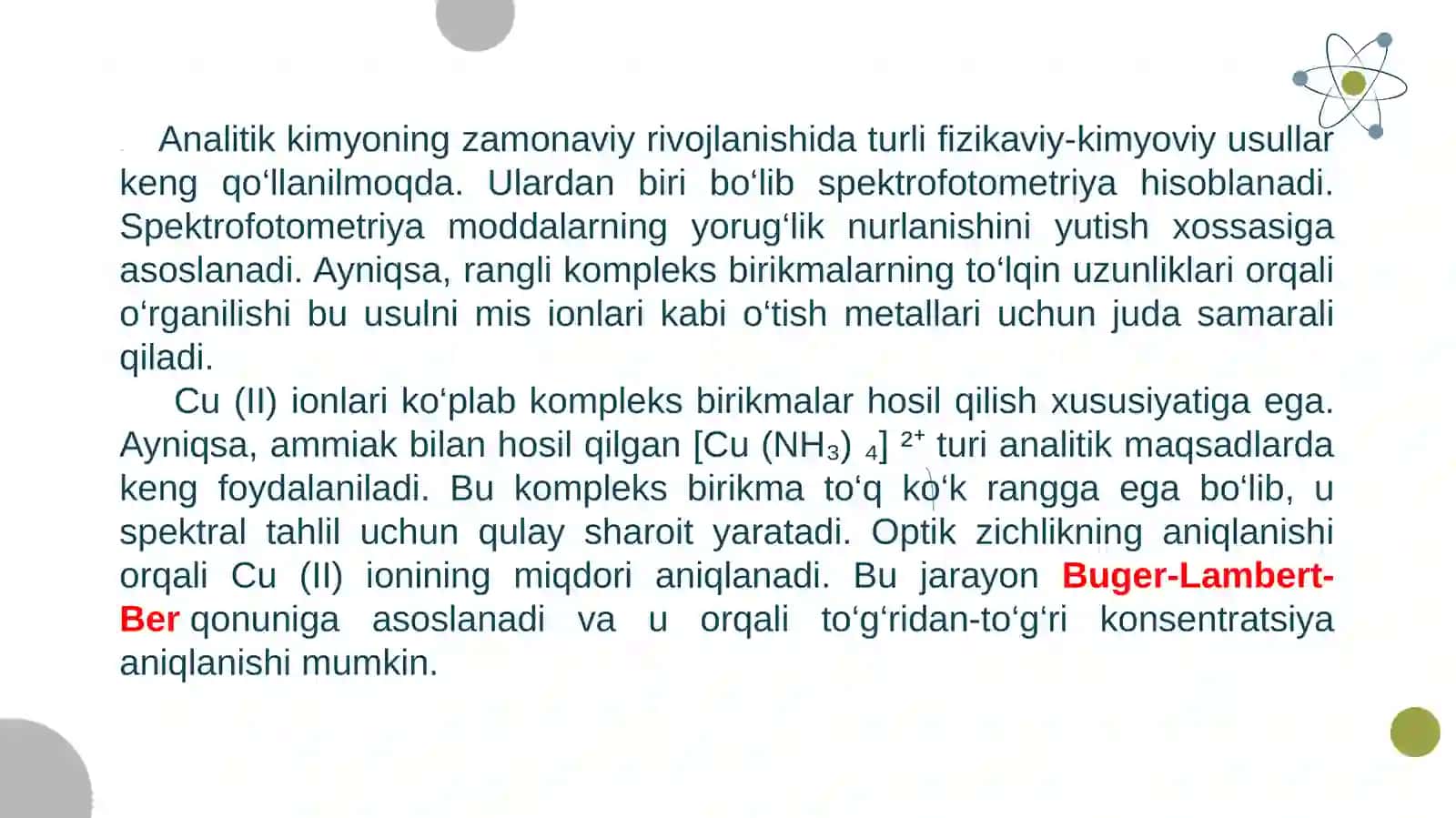 Cu (II) ni ammiak bilan spektrofotometrik usulda aniqlashning optimal sharoitlarni o‘rganish 4