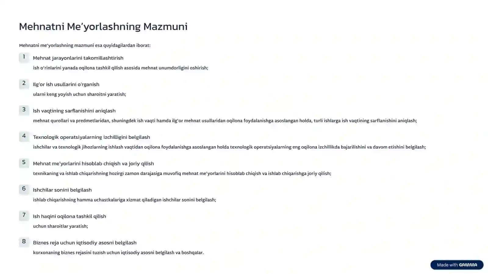 Sanoat korxonalarida mehnatni me’yorlashning mazmuni va vazifalari 4