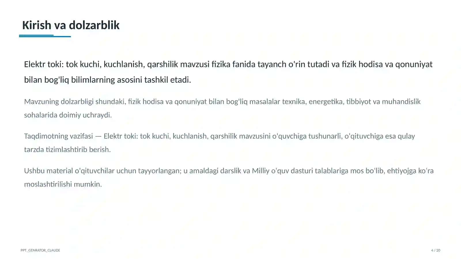 Elektr toki: tok kuchi, kuchlanish, qarshilik (8-sinf) 4