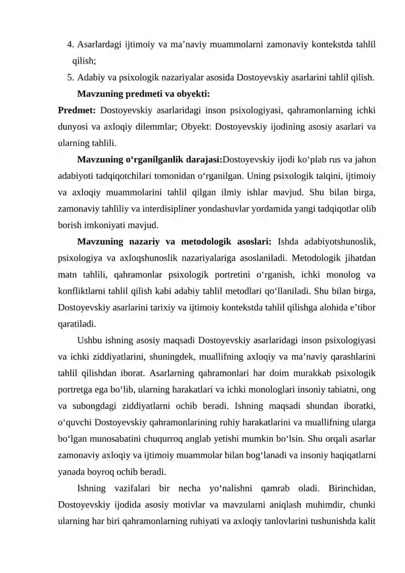 Dostoyevskiy Fyodor Mixaylovich asarlari tahlili 4