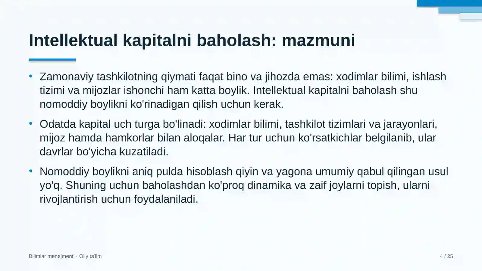 Davlat-xususiy sheriklik loyihalarida intellektual kapitalni baholash 4