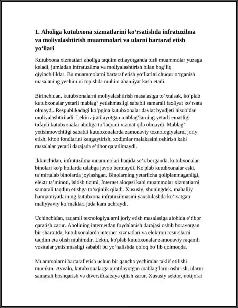 Aholiga Kutubxona Xizmatlarini Koʻrsatishda Mavjud Muammolar va Ularni Bartaraf Etish Yoʻllari 4