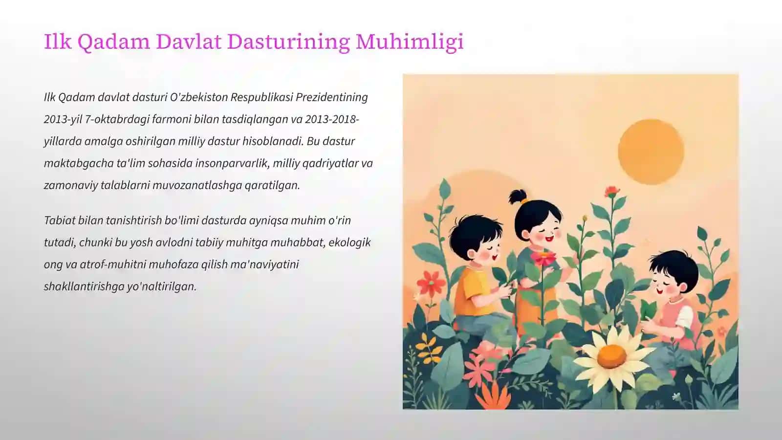 Ilk qadam davlat dasturida tabiat bilan tanishtirish 4