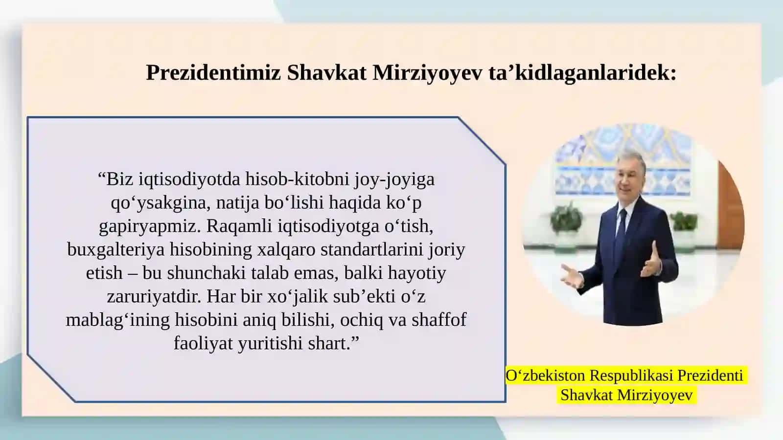 Xo‘jalik sub’ektlarida hisob siyosatini shakllantirish SLAYD 4