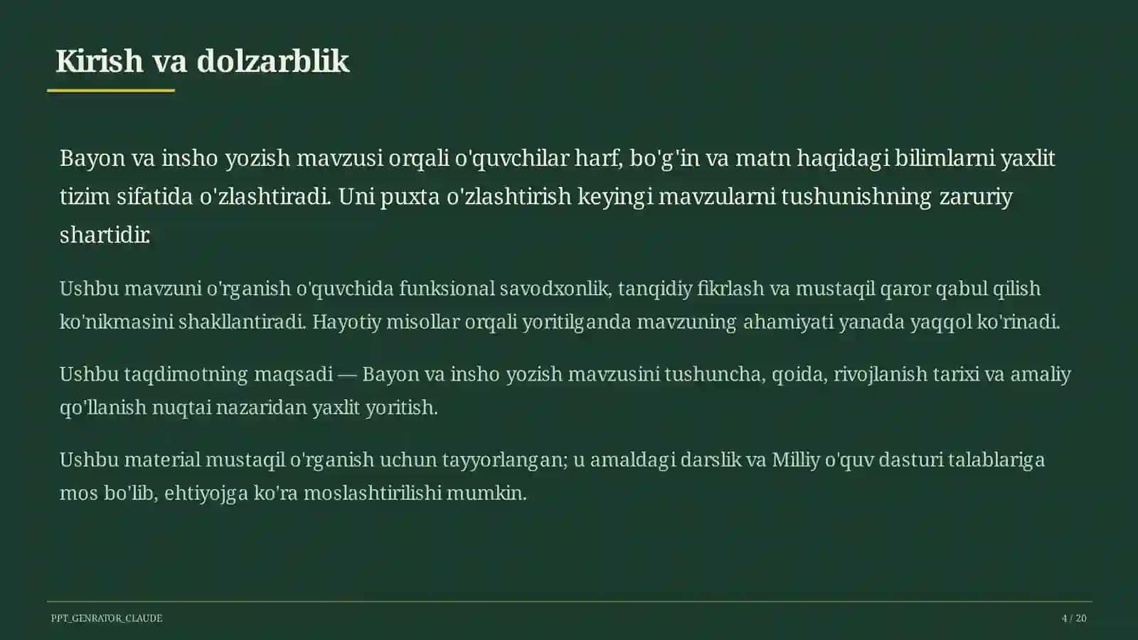 Bayon va insho yozish (4-sinf) 4