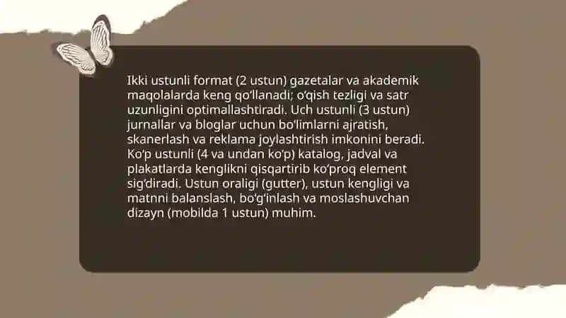 Matnni ustunlarga bo'lish 4