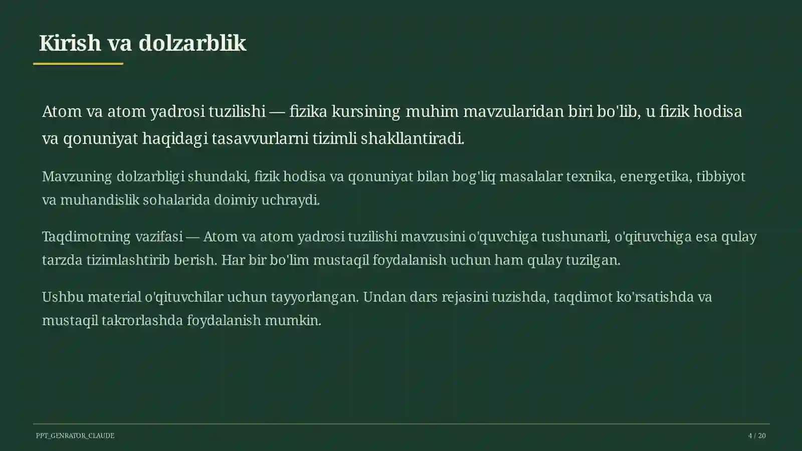 Atom va atom yadrosi tuzilishi (11-sinf) 4