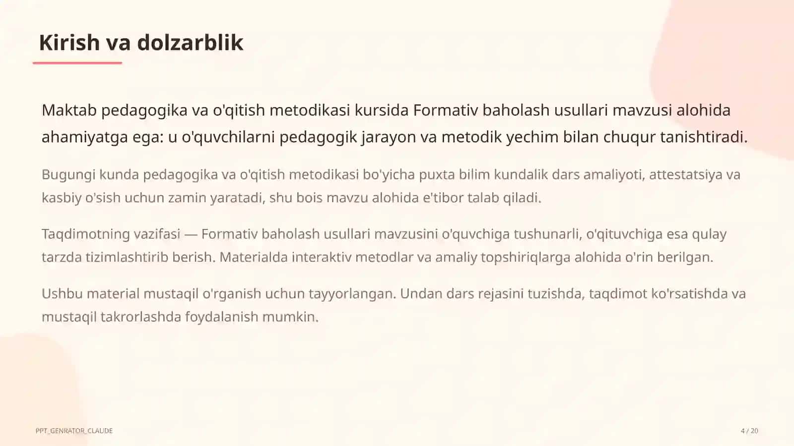 Formativ baholash usullari 4