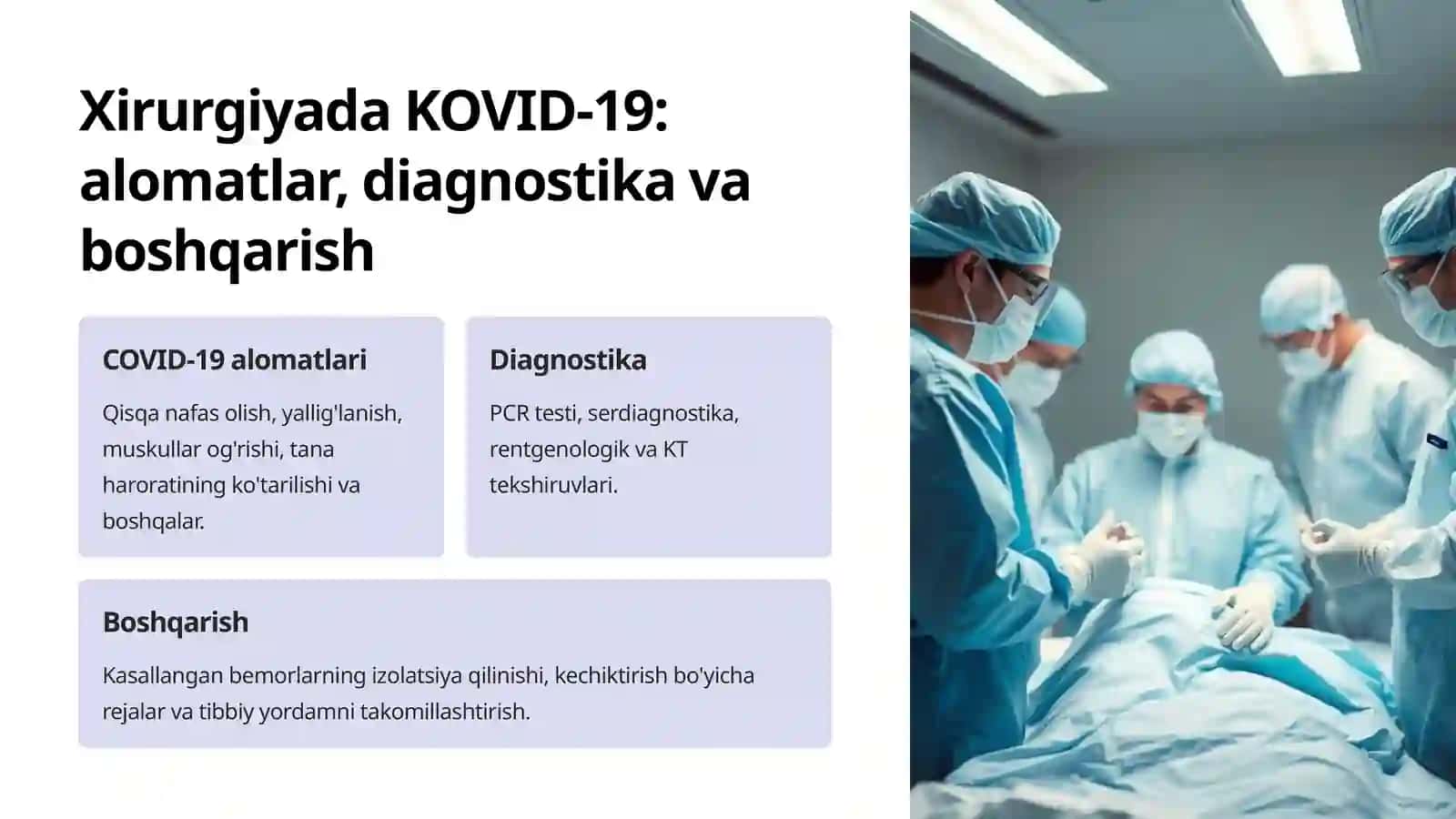 Shifoxona ichi infeksiyasi. Xirurgiyada OITS va KOVID-19 muammolari 4