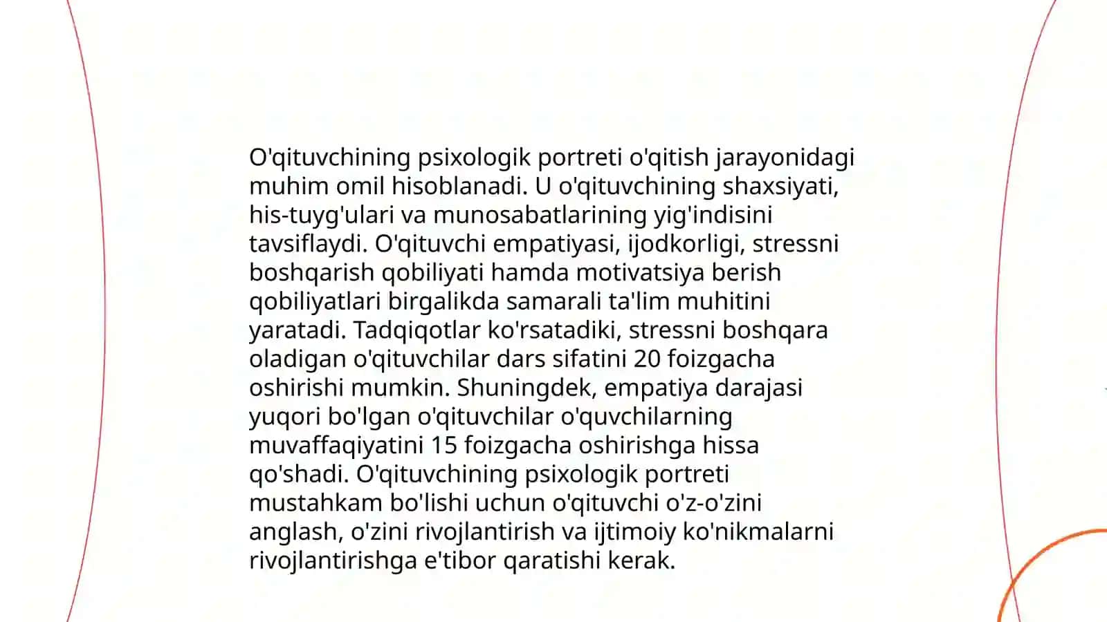 Pedagogik faoliyatning psixologik xususiyatlari 4