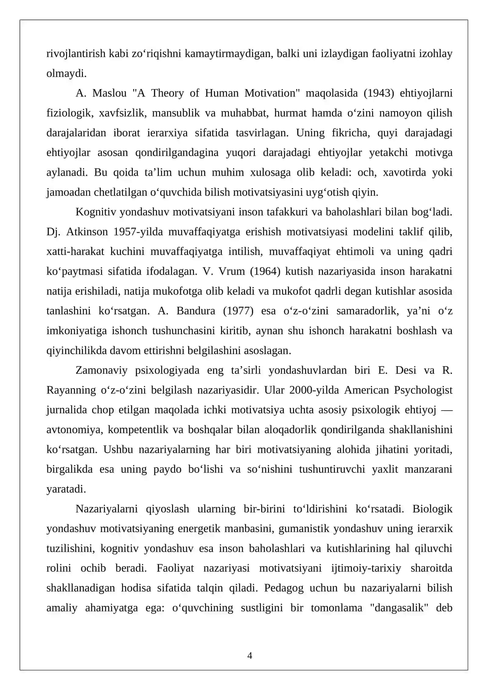 Motivatsiyaning paydo bo‘lishi va so‘nishining psixologik mexanizmlari 4
