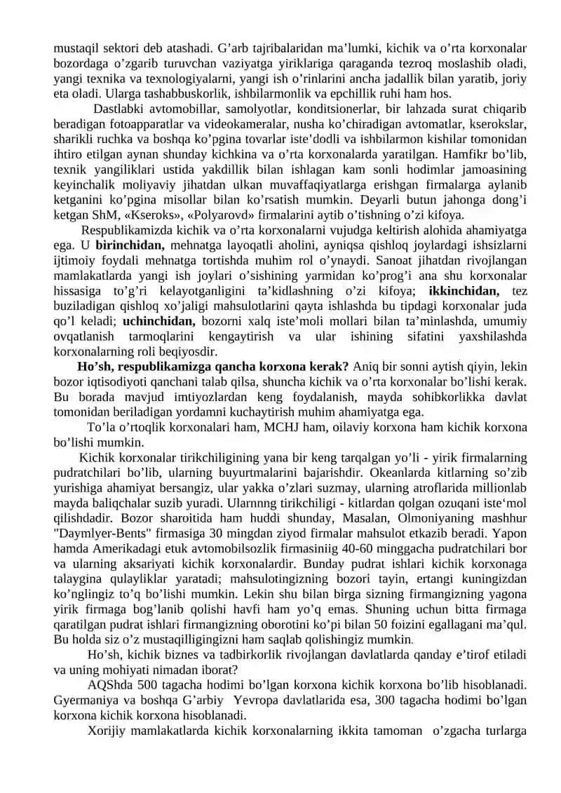 Kichik biznes va korxonalar 4