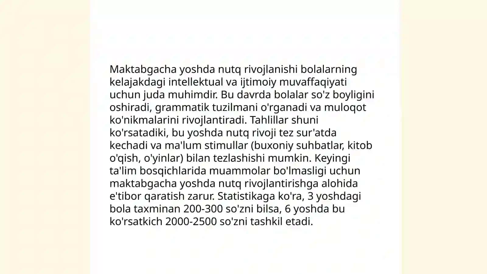 Maktabgacha yoshdagi bolalar nutqiga qoʻyilgan davlat talablarini oʻrganish 4