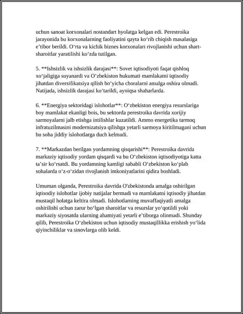MUSTAQILLIKKA ERISHISH ARAFASIDA OʻZBEKISTONDAGI IJTIMOIY-IQTISODIY JARAYONLAR 4