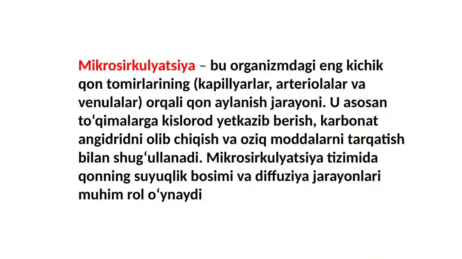A'ZOLARDA MIKROTSIRKULATSIYA. VENALARDA QONNING HARAKATI 4