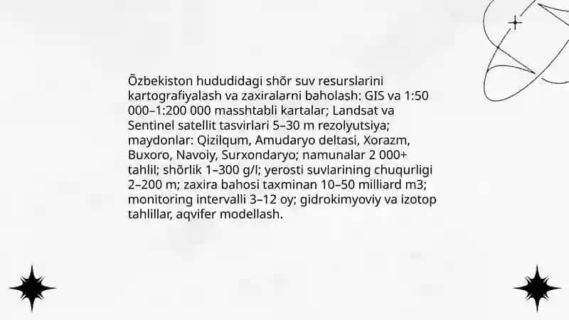 Shõr suv tarkibini õrganish tuz va minerallarni ajratish jarayonini tahlil qilish hamda Õzbekiston sharoitiga mos iqtisodiy tejamkor chuchuklashtirish texnologiyasini ishlab chiqish 4