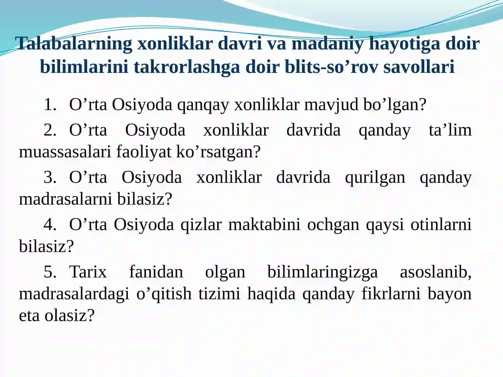 XVIIАSRDАNXIX АSRNING YARMIGАCHА TАRBIYA, MАKTАB VА PЕDАGОGIK FIKRLАR RIVOJI 4