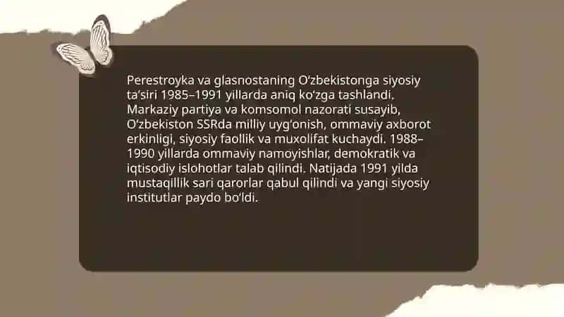 Mustaqillik arafasida O'zbekistondagi ijtimoiy-siyosiy jarayonlar 4