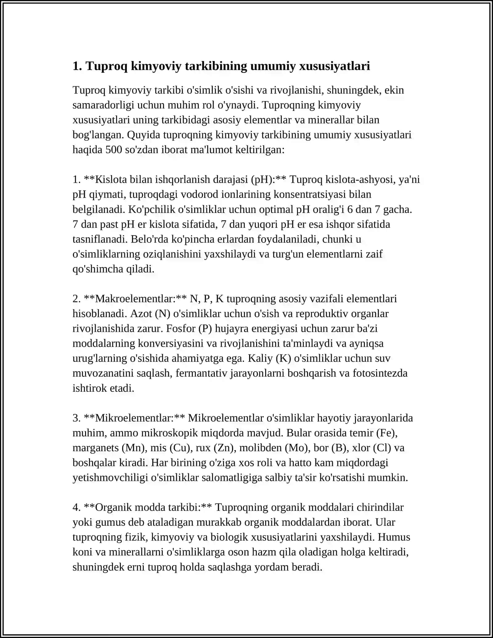 TUPROQNING KIMYOVIY TARKIBI VA TUPROQDAGI MIKROELEMENTLAR 4