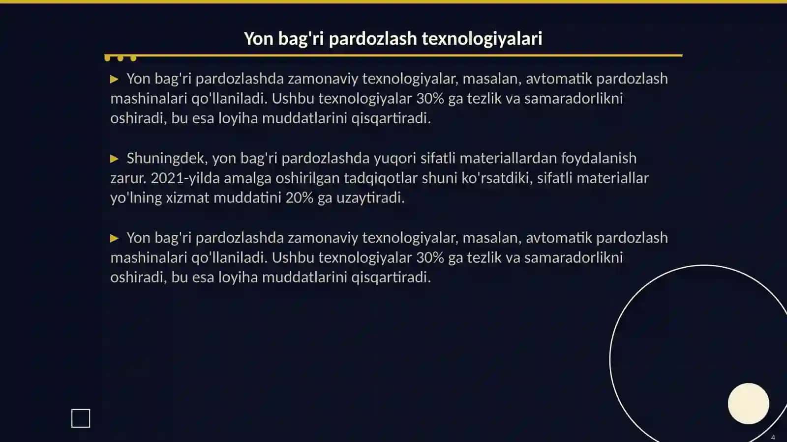 Yoʻl poyi ustki yuzasini va yon bagʻrini pardozlashda sifat nazorati 4