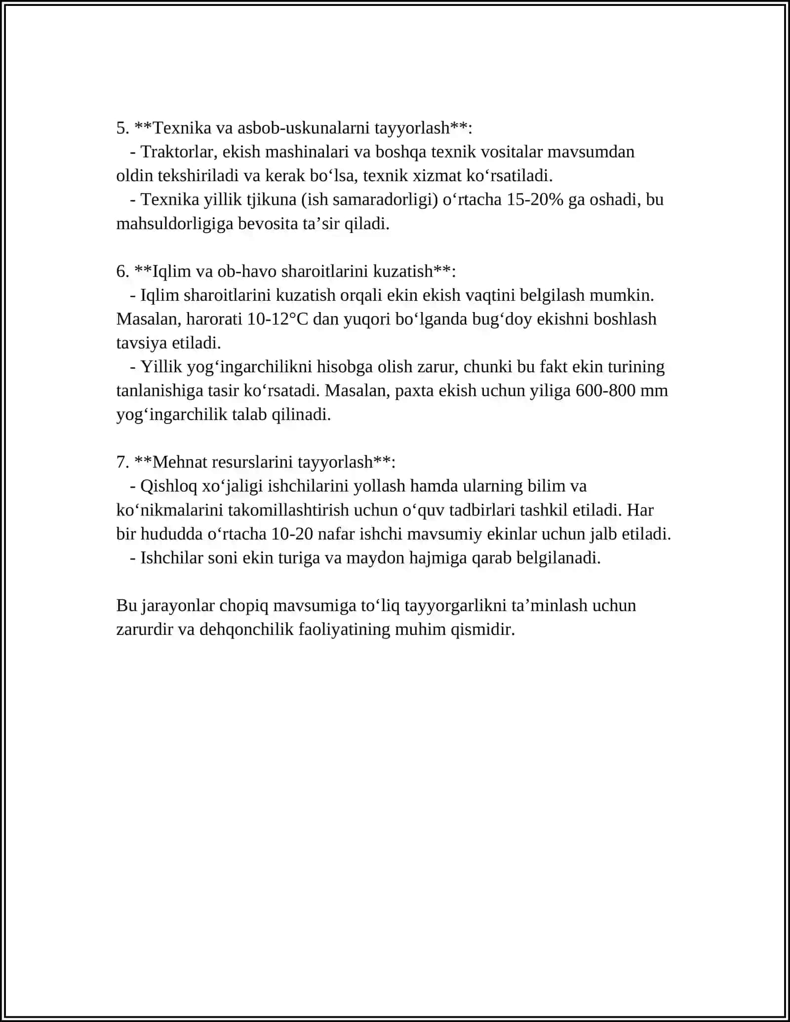 PILLANI DASTLABKI ISHLASH BAZASIDA MAVSUMGA TAYYORGARLIK KO’RISH 4