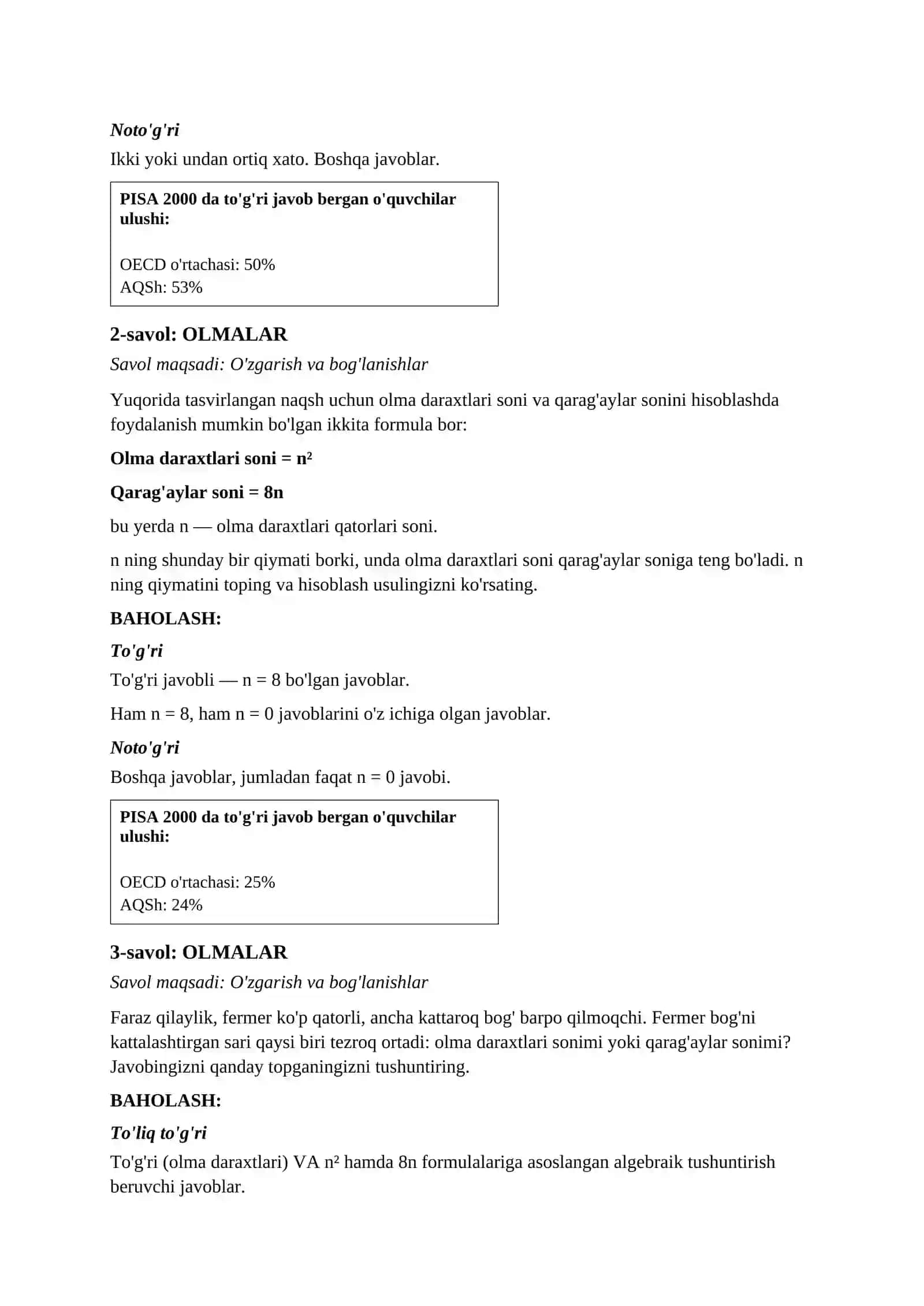 PISAdan Matematika fanidan topshiriqlar 4