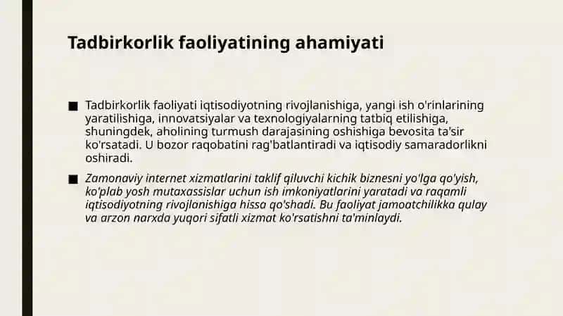 Tadbirkorlik faoliyati. Tadbirkorlik kapitali va uning aylanishi 4
