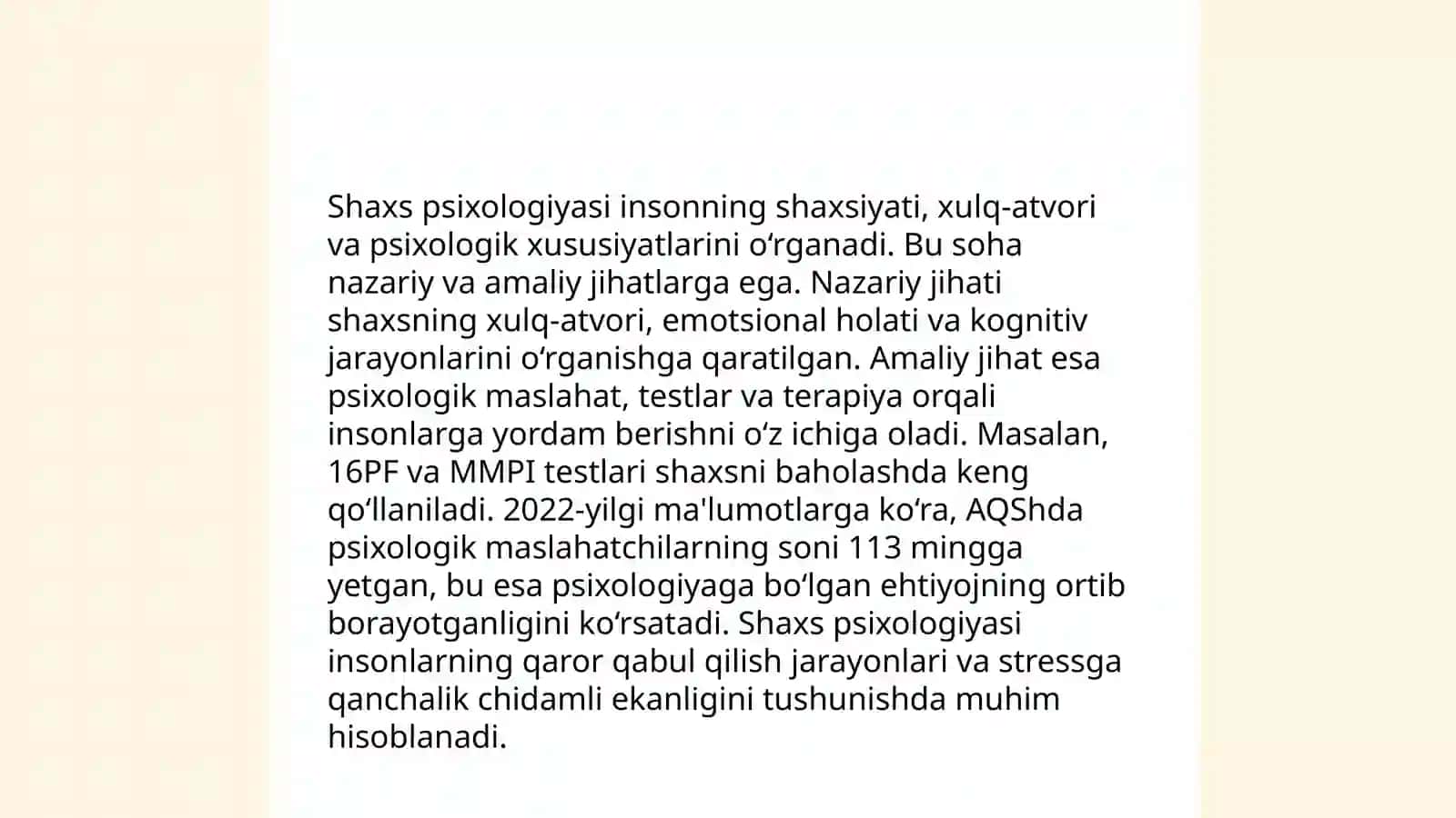 Umumiy psixologiyaning jamiyat va shaxs taraqqiyotidagi oʻrni 4