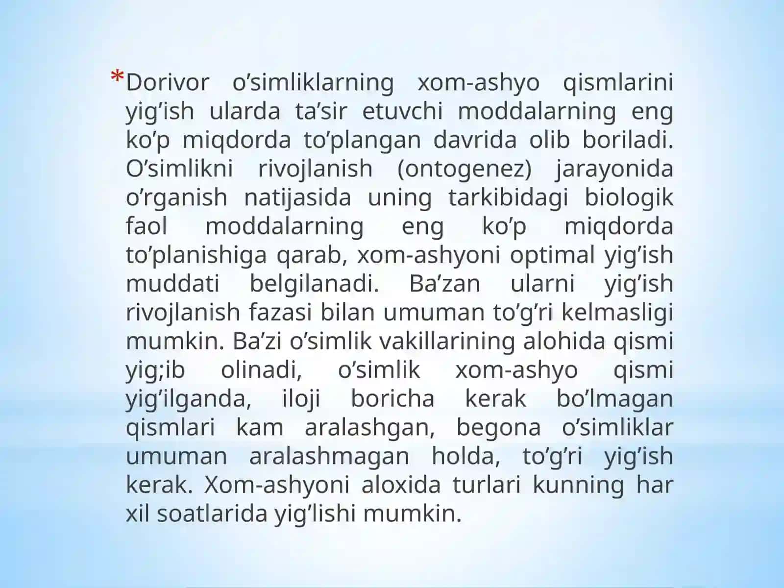 Dorivor o’simlik xom ashyosinime’yoriyxujjatasosida qabul qilish vataxliluchun xom ashyo namunasini olish qoidalari 4