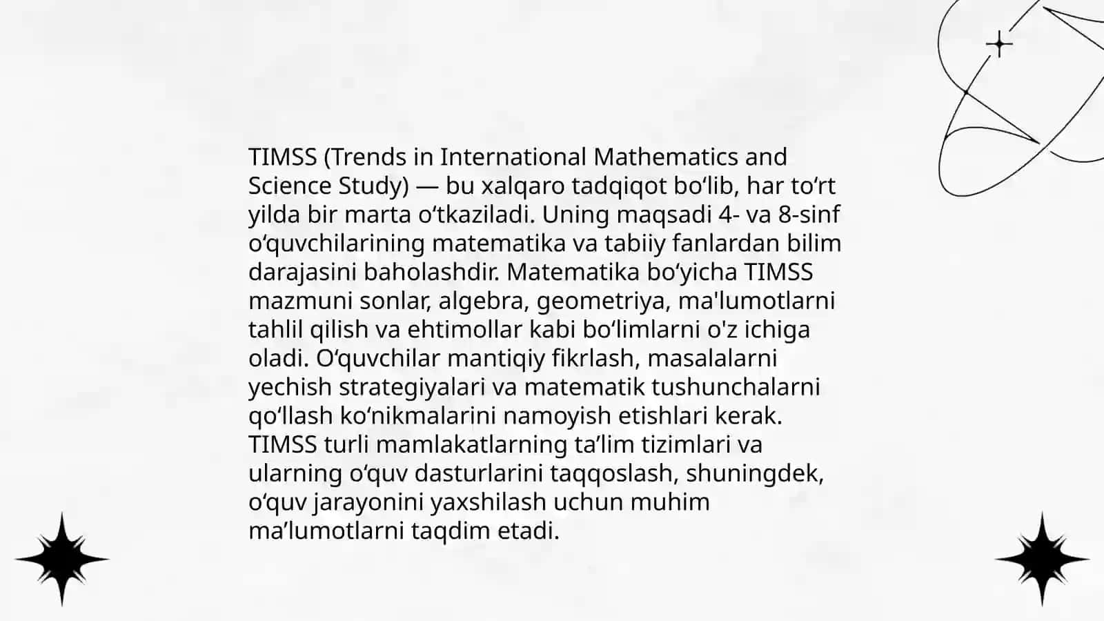 TIMSS xalqaro baholash dasturi 4