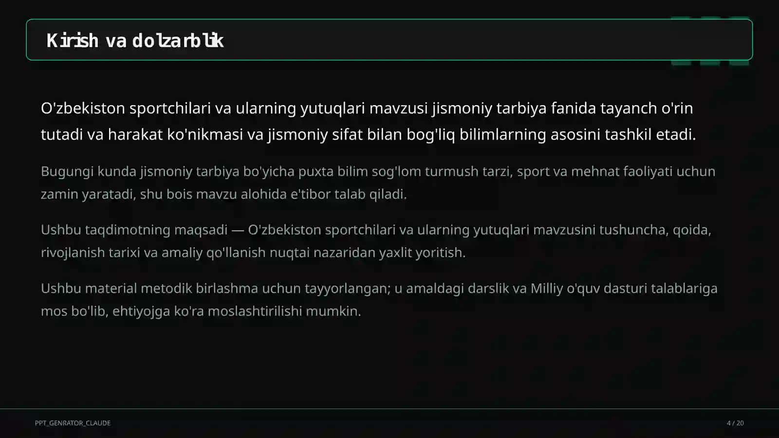 O'zbekiston sportchilari va ularning yutuqlari (11-sinf) 4