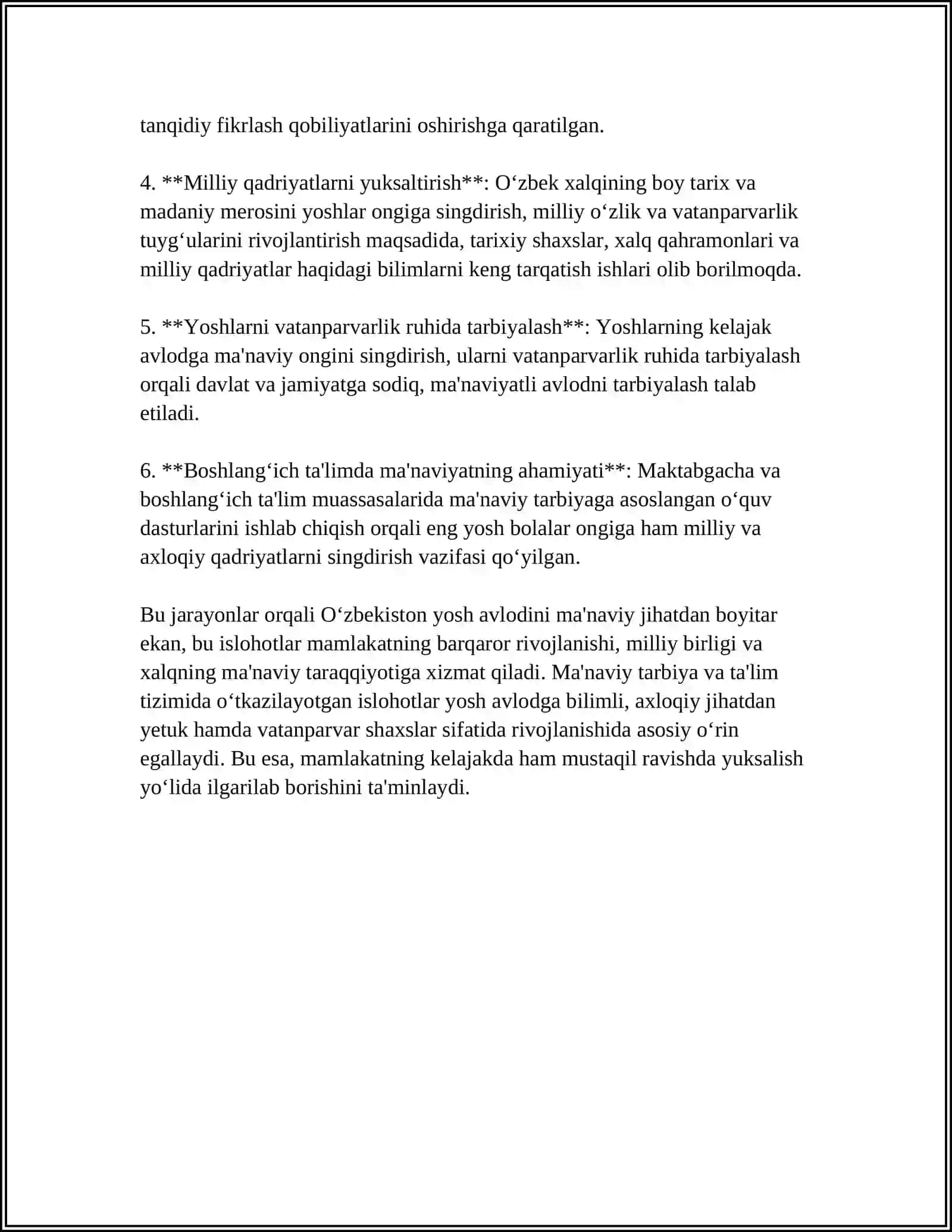 YANGI OZBEKISTON AMALGA OSHIRYATGAN MA’NAVIY OZGARISHLAR 4