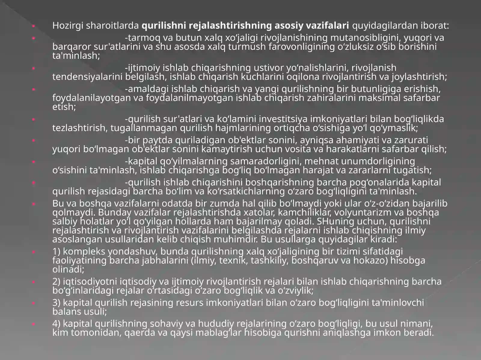 Qurilish faoliyatini rejalashtirish asoslari 4