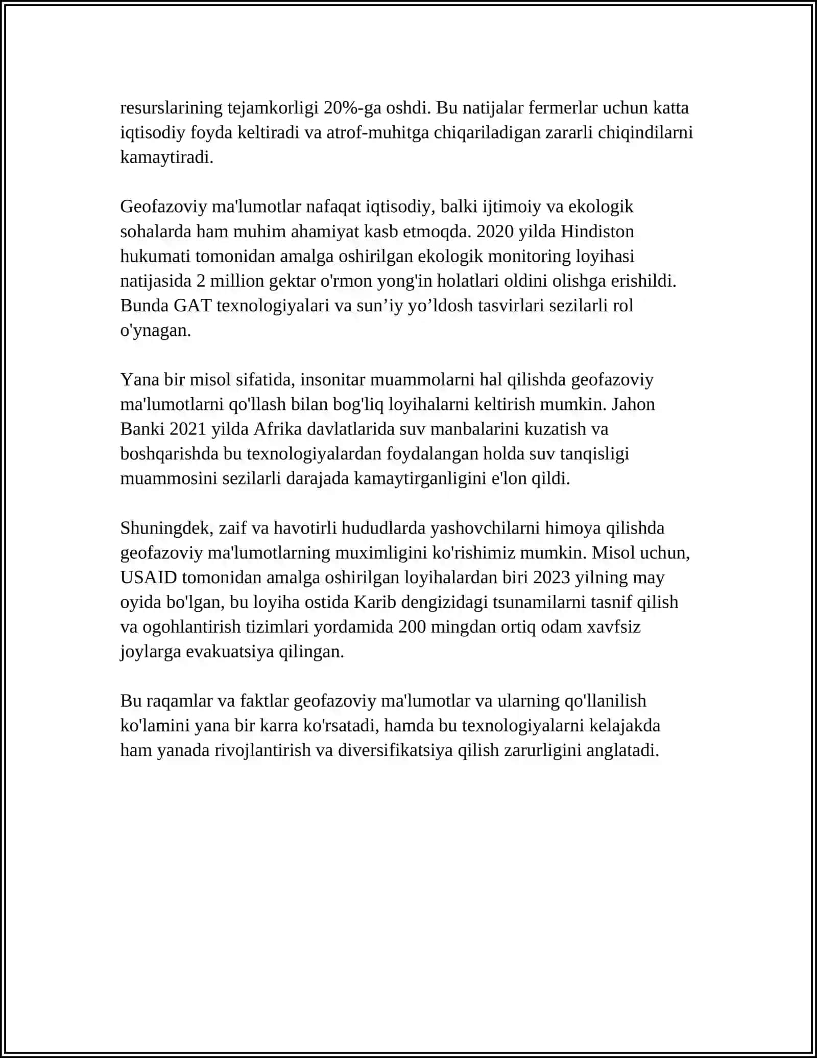 GEOGRAFIK AXBOROT TIMIMLARIDA GEOFAZOVIY MA'LUMOTLARNI TAHLIL QILISH TUSHUNCHASI 4