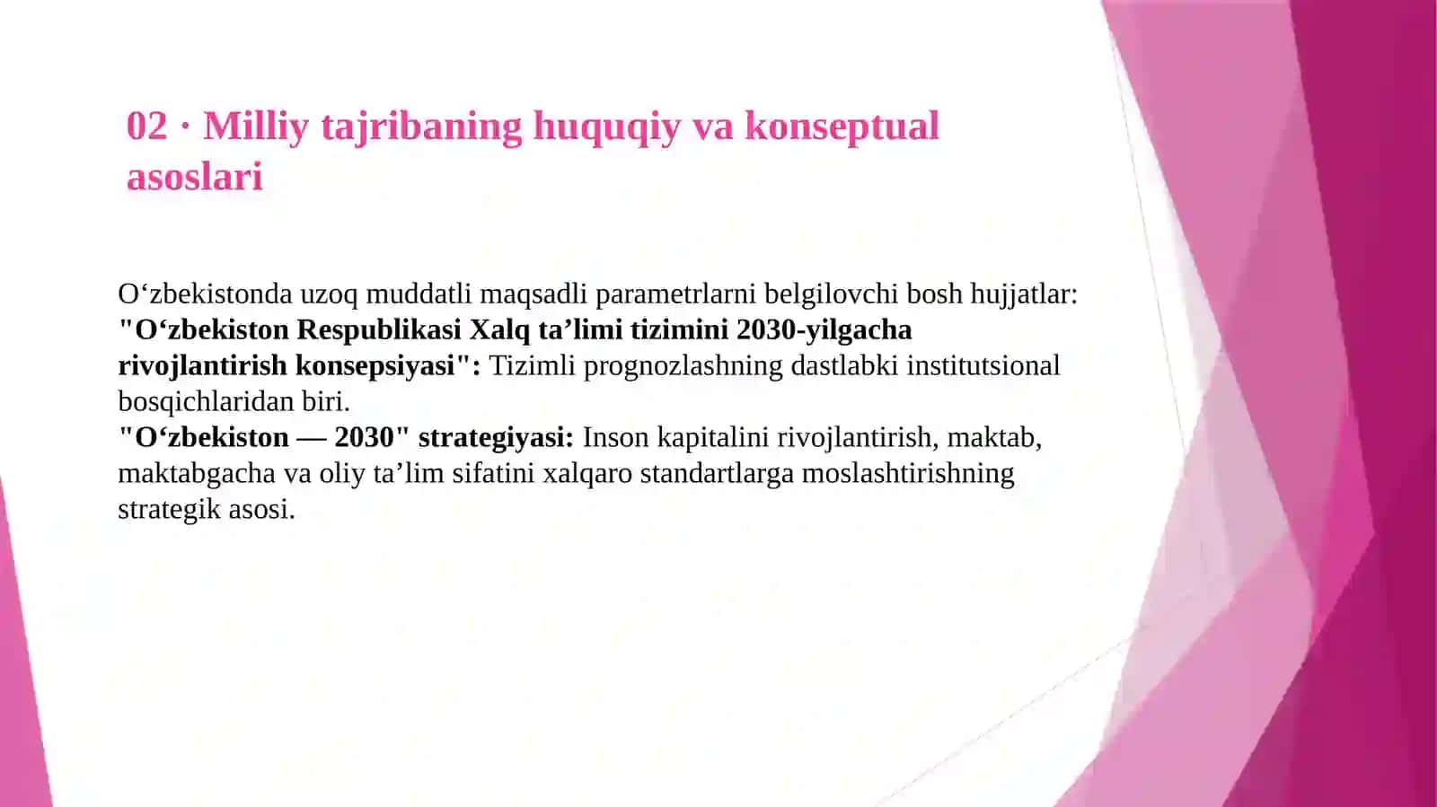 OʻZBEKISTONDATAʼLIMTIZIMINI RIVOJLANTIRISHNING STRATEGIK PROGNOZLASH TAJRIBASI 4
