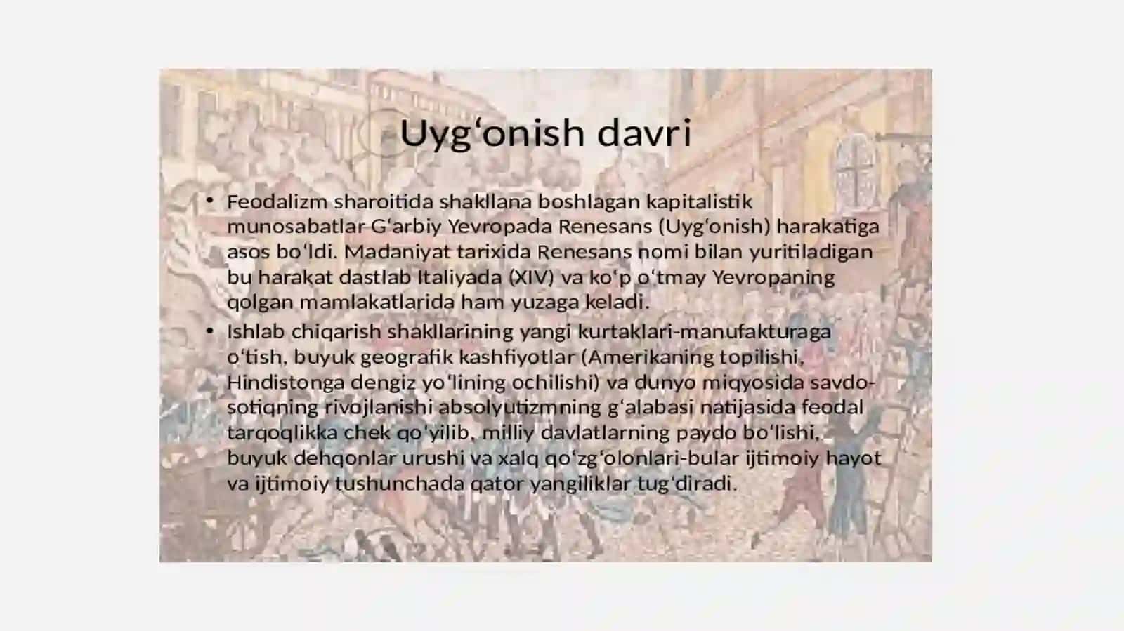 Uyg'onish davri madaniyatining dunyo madaniyati taraqqiyotida tutgan o'rni 4