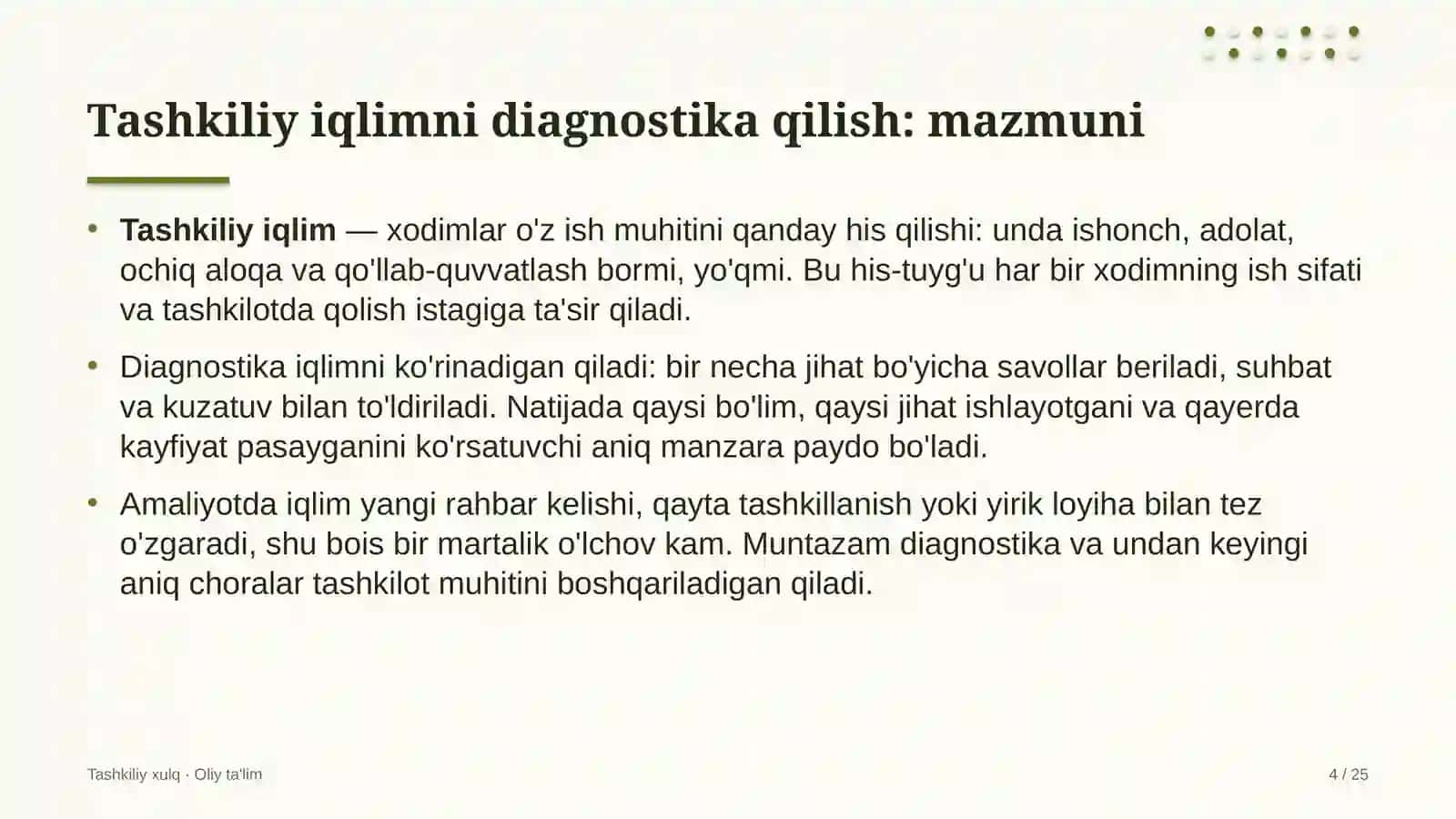 Brokerlik kompaniyalarida tashkiliy iqlimni diagnostika qilish 4
