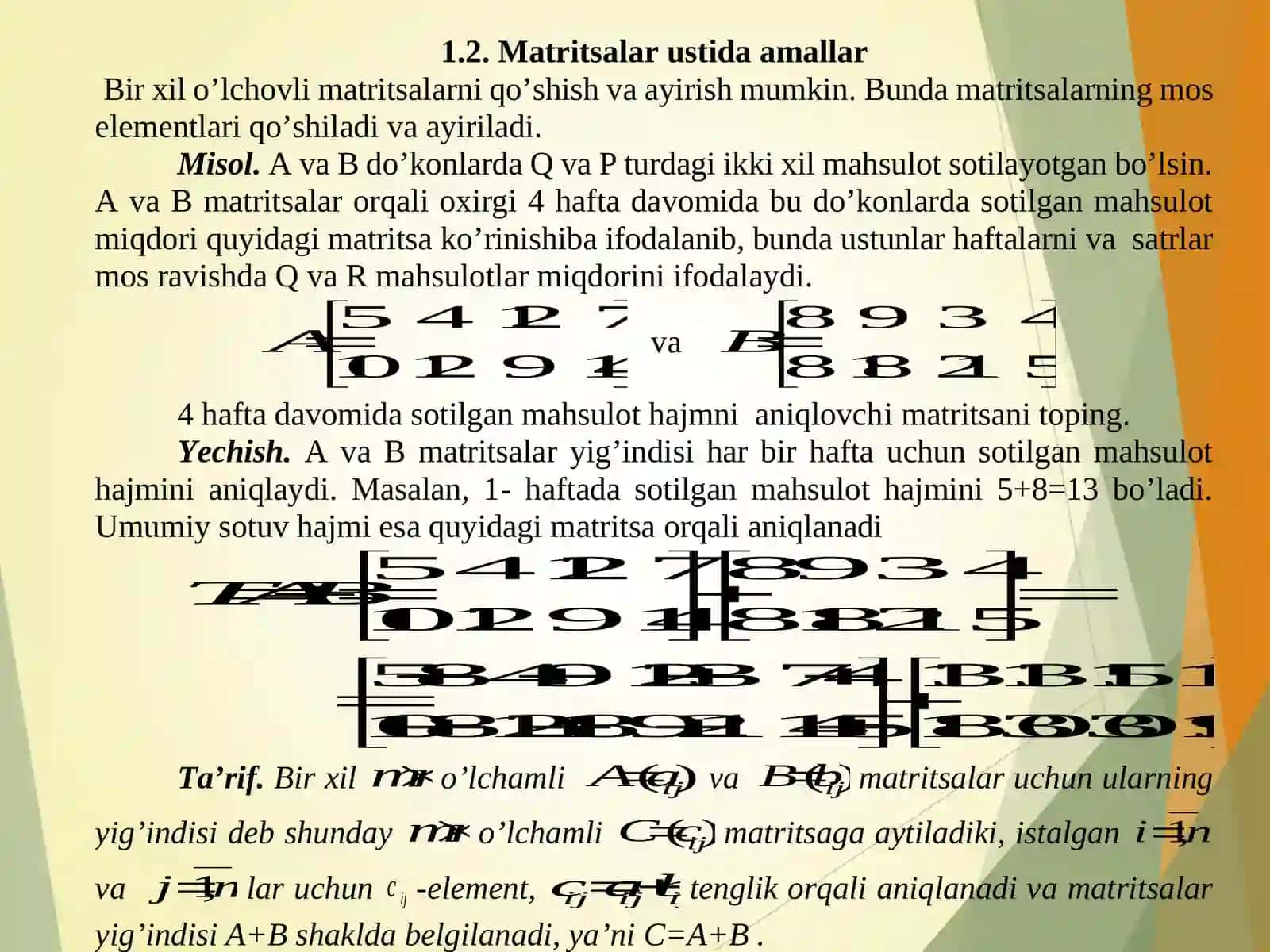 Matritsalar va ular ustida amallar 4