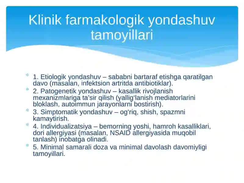 Artrit, artralgiya va belda og‘riq sindromlari dori vositalarini rational qo‘llashga klinik-farmakologik yondoshuv 4