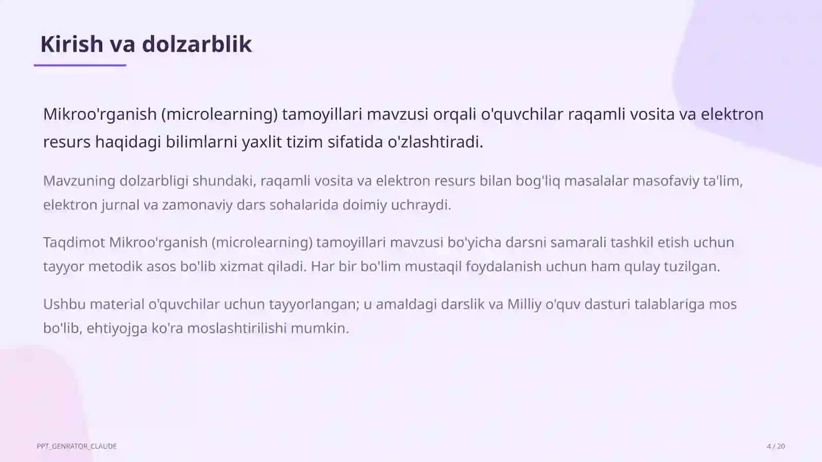 Mikroo'rganish (microlearning) tamoyillari 4