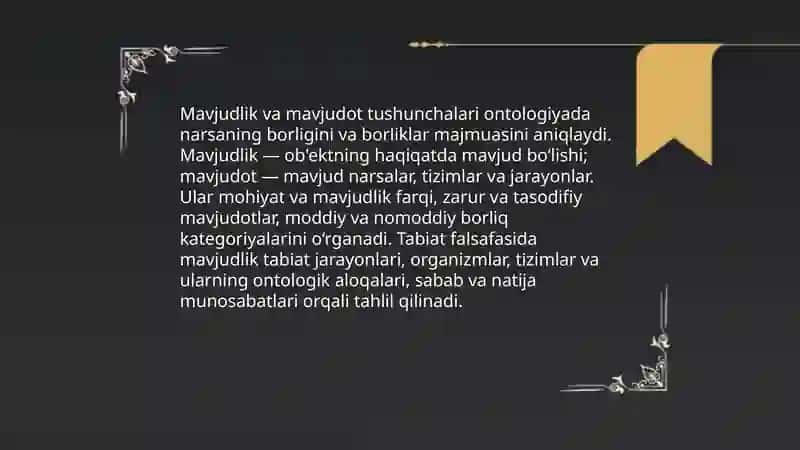 Ontologiya va tabiat falsafasi 4