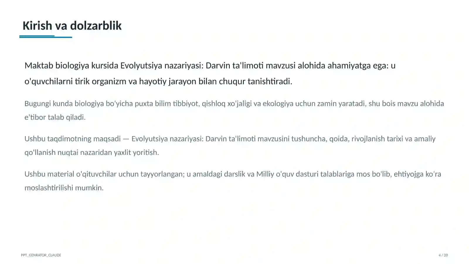 Evolyutsiya nazariyasi: Darvin ta'limoti (10-sinf) 4