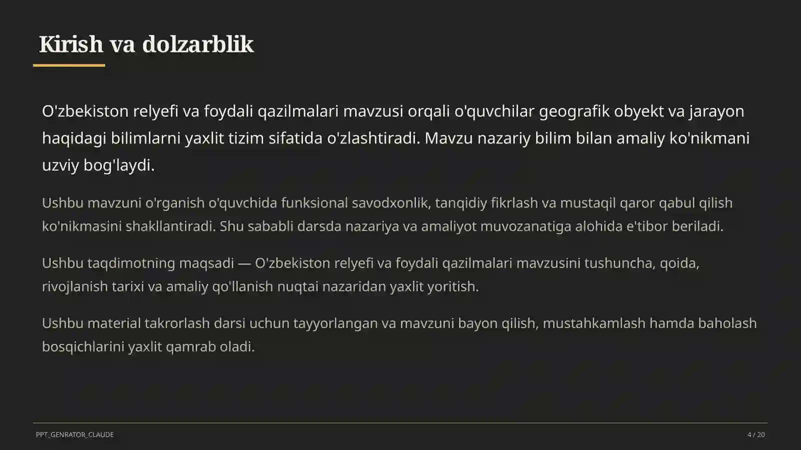 O'zbekiston relyefi va foydali qazilmalari (8-sinf) 4