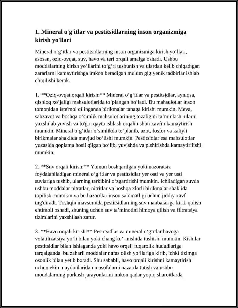 Mineral o'g'itlar va pestitsidlarning inson organizmiga kirish yo'llari 4